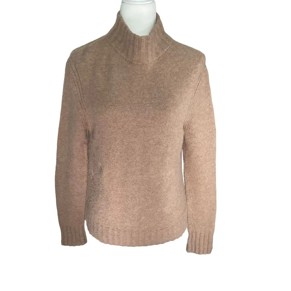 J. Crew Camel Tan Wool Blend Supersoft Yarn Mock Neck Long Sleeve Sweater Size M